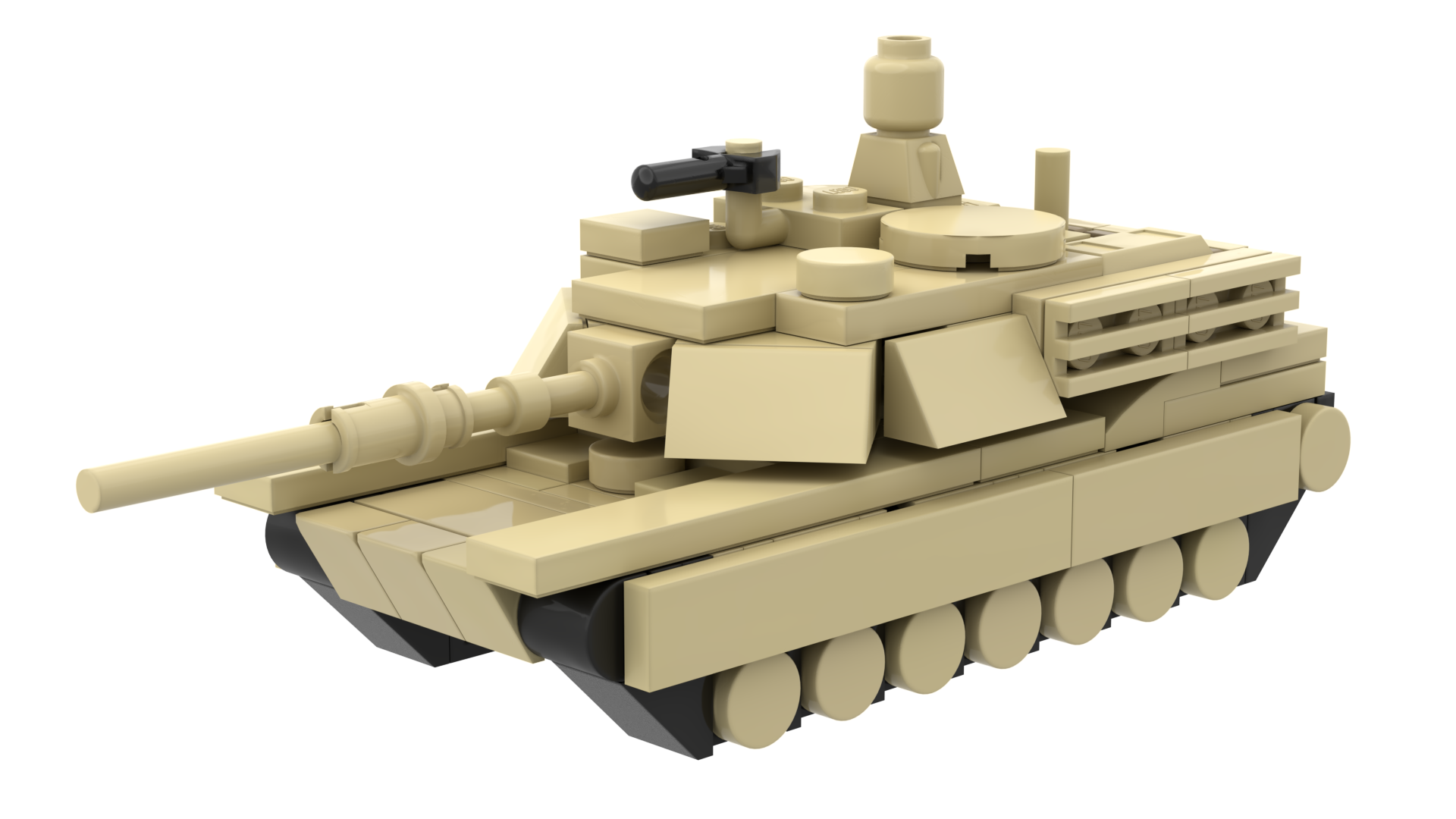~1/80 scale M1 Abrams made out of Lego bricks.